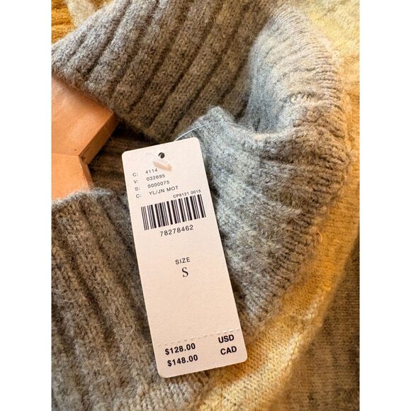 Anthropologie Pilcro Cropped Mock-Neck Sweater Yellow Grey Size S - Picture 4 of 6